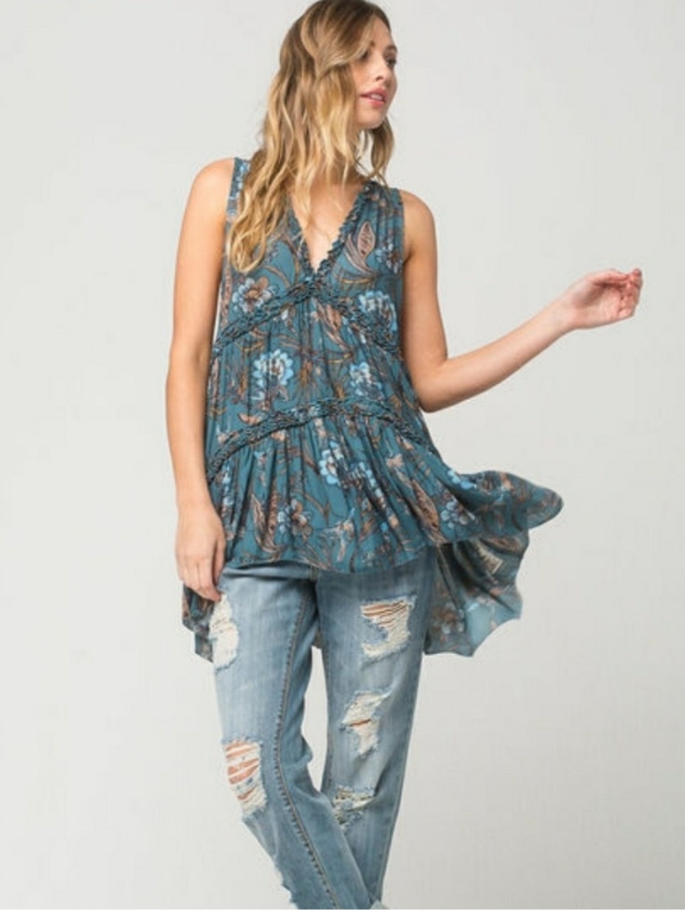 Free People Purple Haze Hummingbird Tiered Tunic